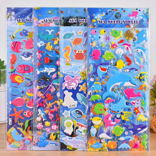 Ocean Vibes Sea World Fluffy Fish Stickers Set of 4