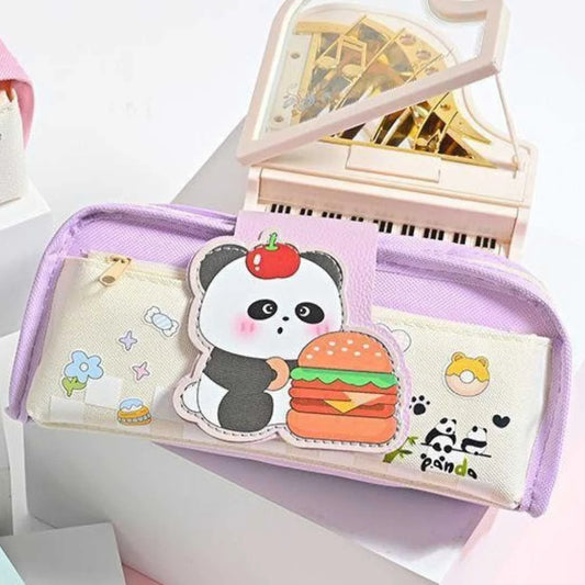 cute pencil cases with panda designs on a white background