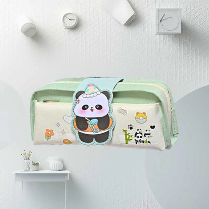cute pencil cases with panda designs on a white background