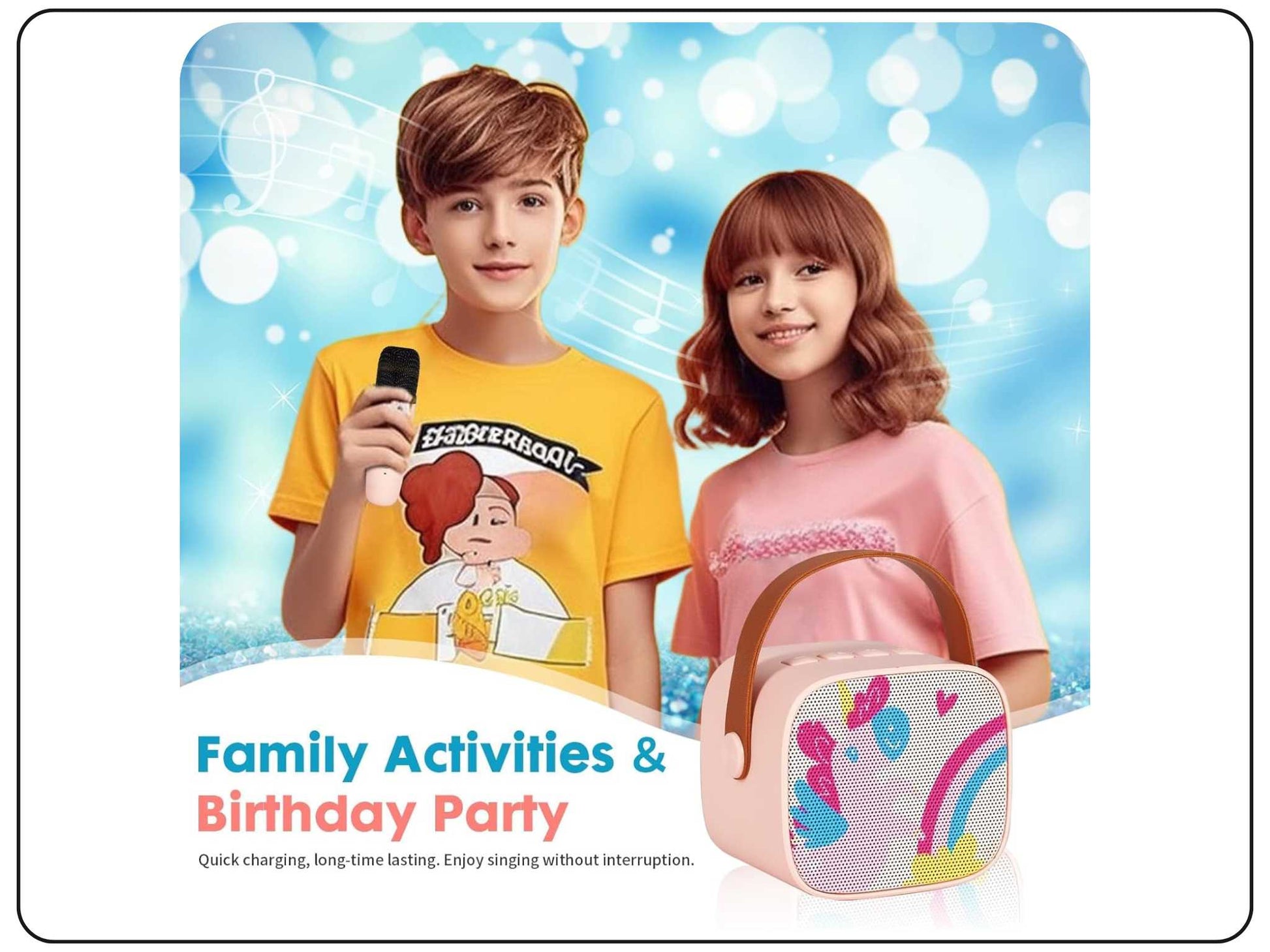 Party Anywhere Bluetooth Karaoke Speaker Mic for Kids