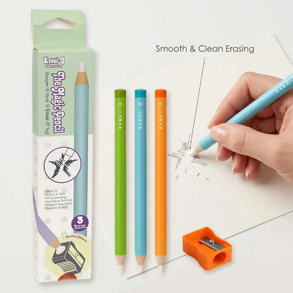 Pencil Shape Magic Eraser Set with Sharpener - Precision Tool | DODKart