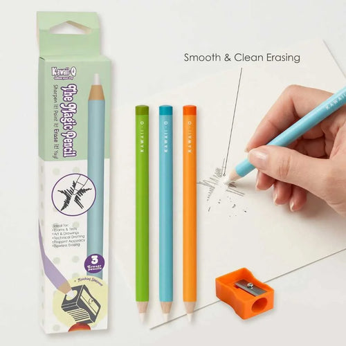Pencil Shape Magic Eraser Set with Sharpener - Precision Tool | DODKart