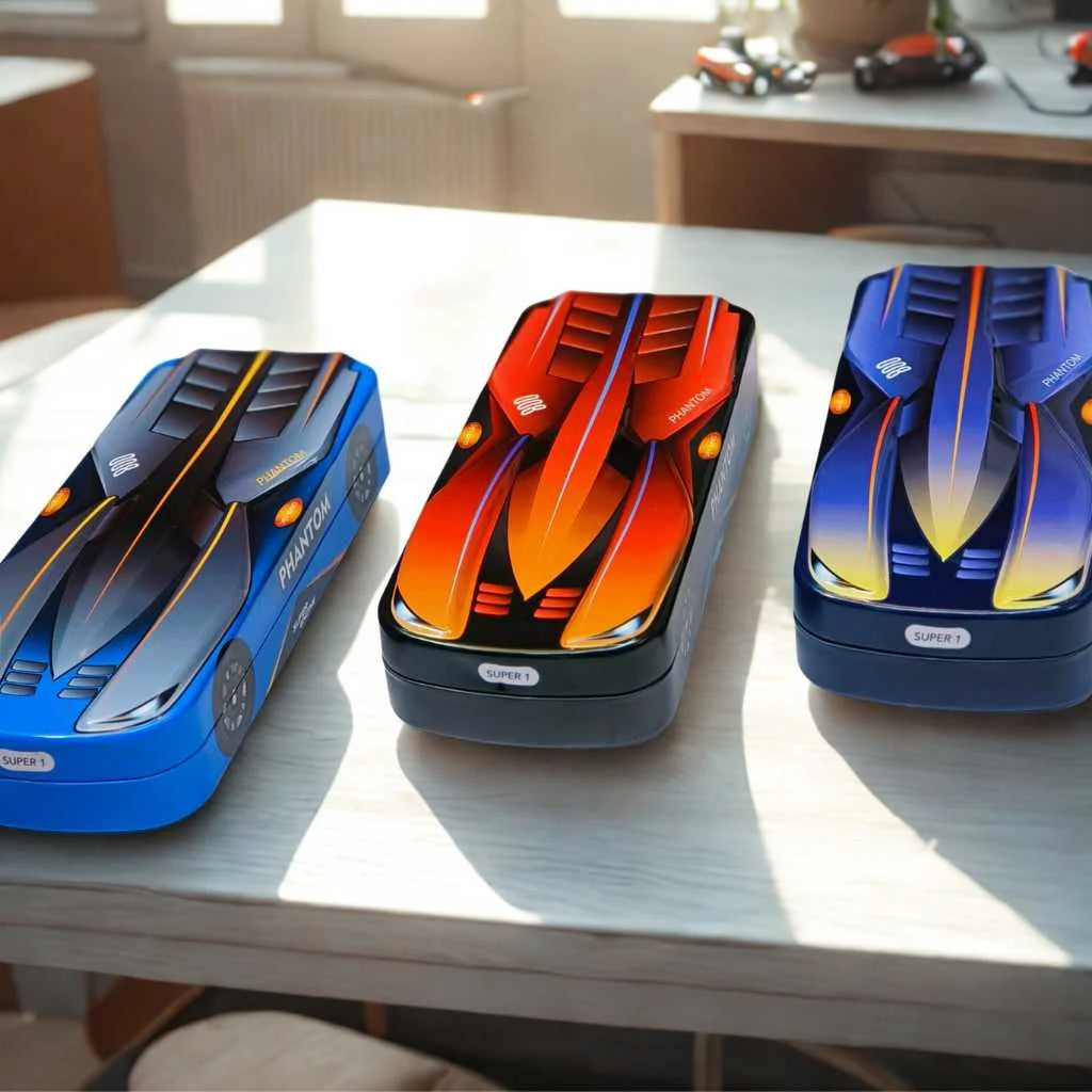 Phantom Supercar 3D Pencil Box - Durable Metal Case for Boys