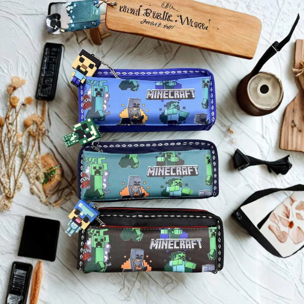 Pixel Block Game Pencil Pouch for Kids | Durable with 3D Charm