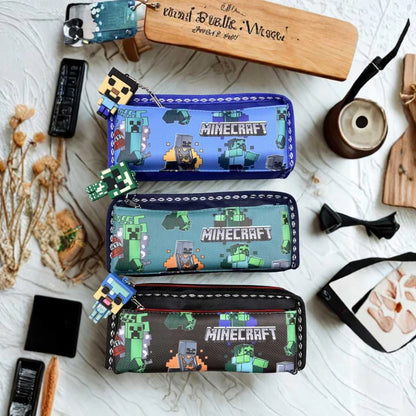 Pixel Block Game Pencil Pouch for Kids | Durable with 3D Charm