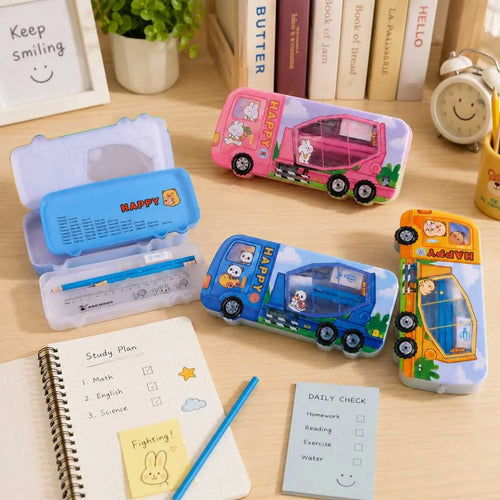 Premium Cement Truck Pencil Box - Durable 5-in-1 Kids Stationery Set