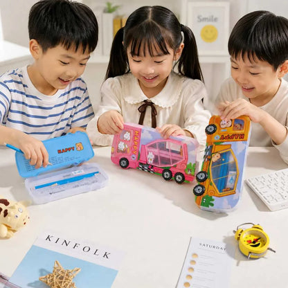 Premium Cement Truck Pencil Box - Durable 5-in-1 Kids Stationery Set