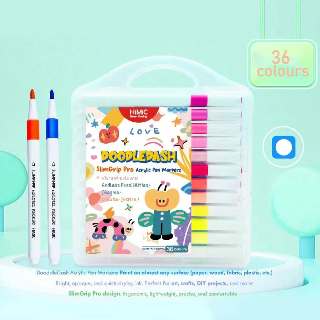 Premium DoodleDash 36-Color Acrylic Markers
