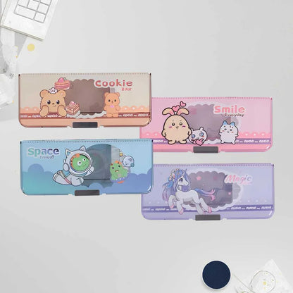 Premium Double Sided Multifunction Pencil Box for Kids (Bear, Dino, Rabbit & Unicorn)