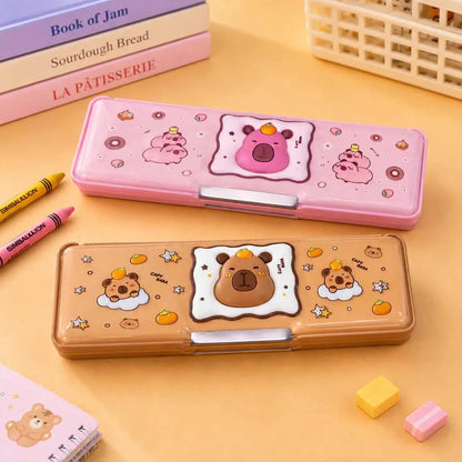 Premium Capabara Magnetic Pencil Box - Durable Multi-Compartment Kids Stationery Case