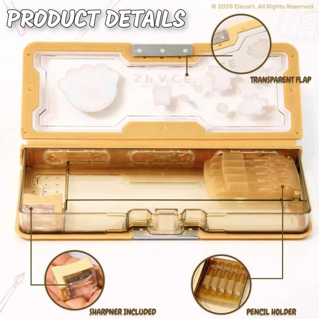 Premium Transparent Pencil Box for Kids | Shock-Proof & Durable