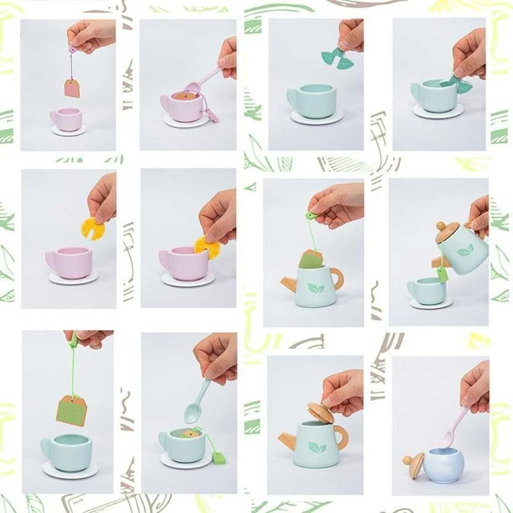 Pretend and Play Afternoon Tea Set Wooden Toys for Kids