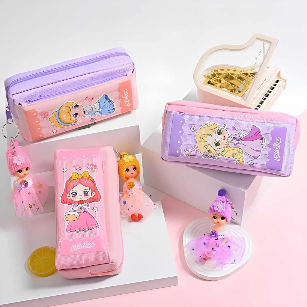 Princess Theme Pencil Pouch for Girls with Doll - Cute Case | DODKart
