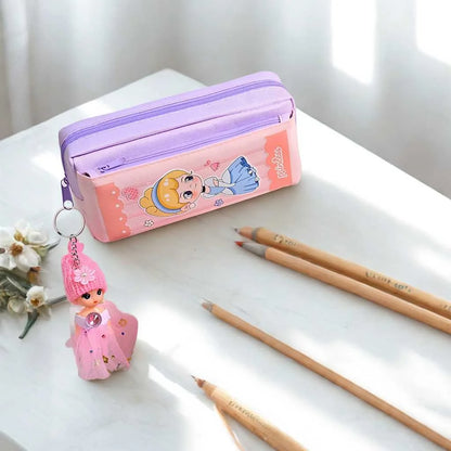 Princess Theme Pencil Pouch for Girls with Doll - Cute Case | DODKart