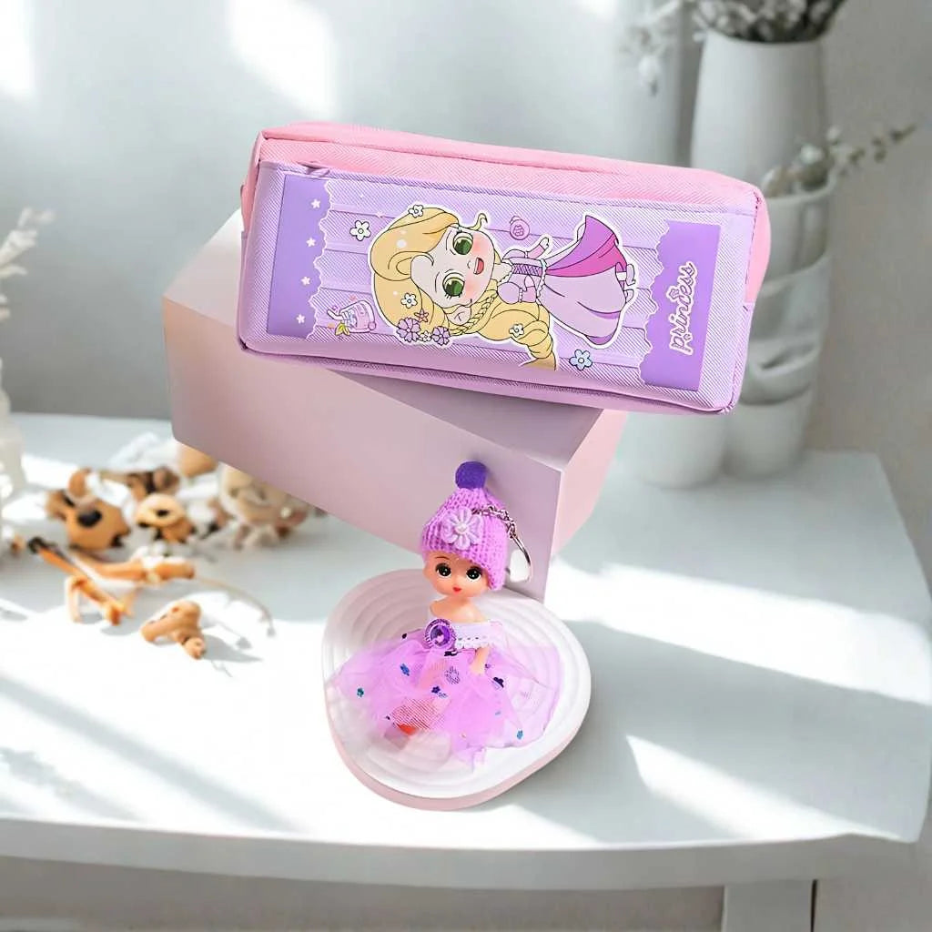 Princess Theme Pencil Pouch for Girls with Doll - Cute Case | DODKart