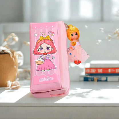 Princess Theme Pencil Pouch for Girls with Doll - Cute Case | DODKart