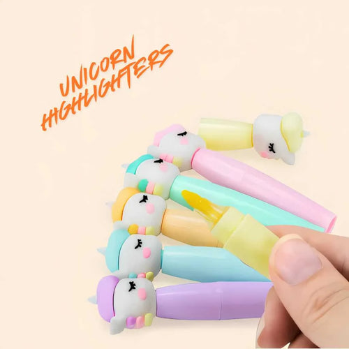 Rainbow Unicorn Highlighters Set - 6 Pastel Colors | DODKart
