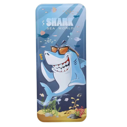 Shark Printed Metal Pencil Box - Durable Organized Case