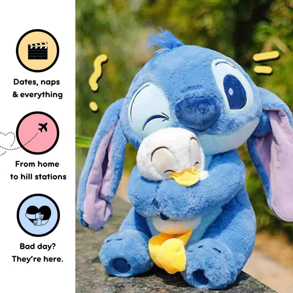 Stitch Hugging Duck Soft Toy 50cm Premium Plushie