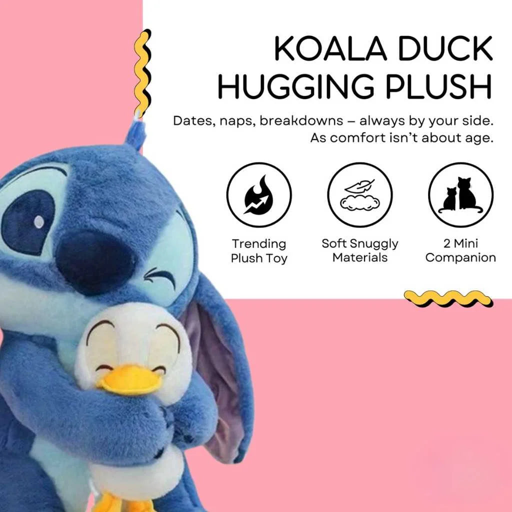 Stitch Hugging Duck Soft Toy 50cm Premium Plushie