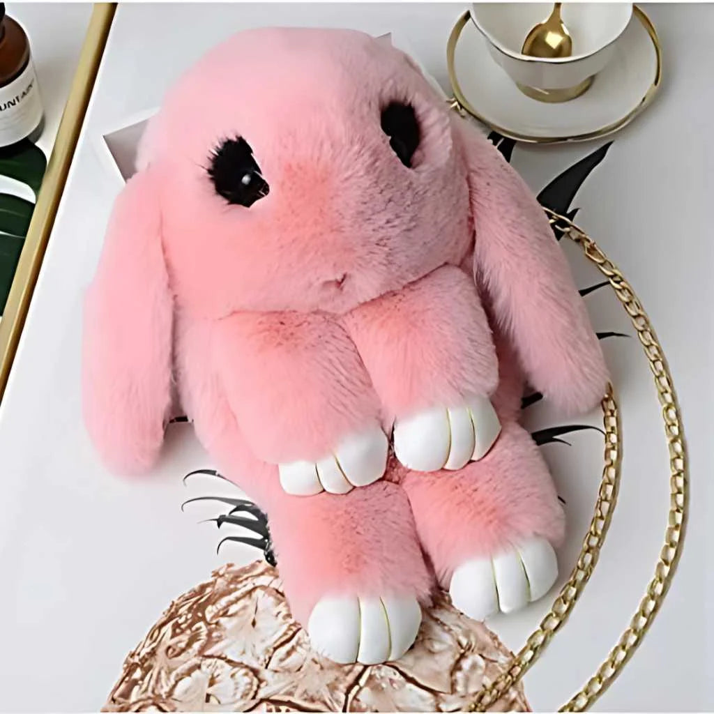 Stylish Plush Rabbit Bag for Girls with Chain1