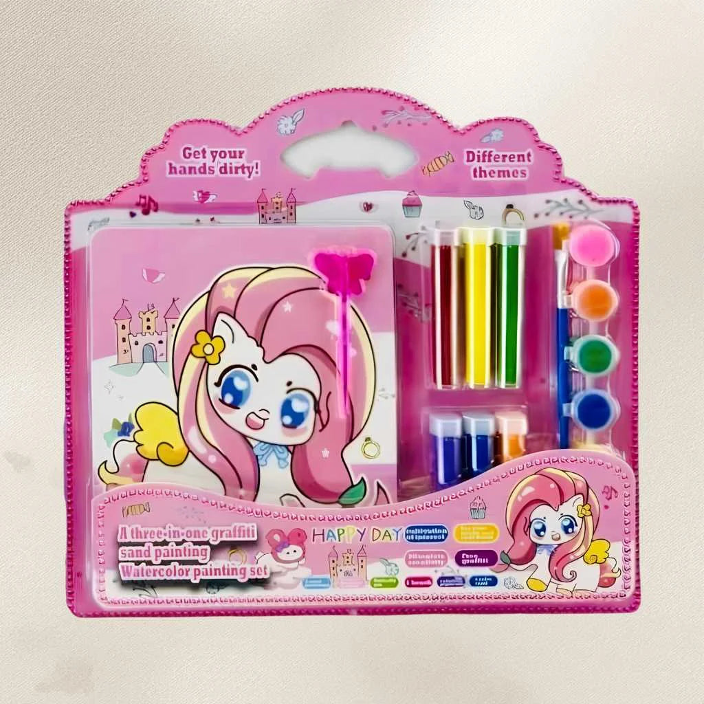 Three-in-One Kids Art Painting Set - Sand & Watercolor | DODKart
