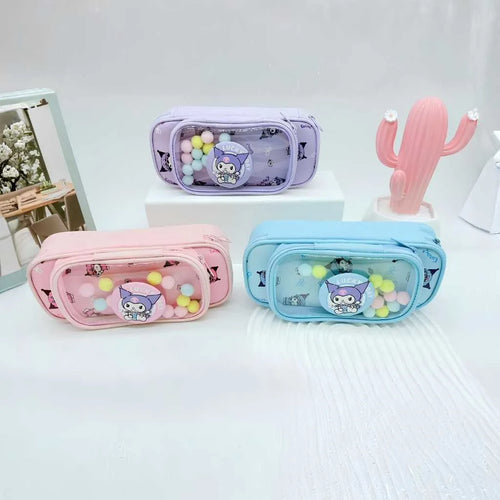 Transparent Kawaii Cat Pencil Pouch for Kids by DODKart