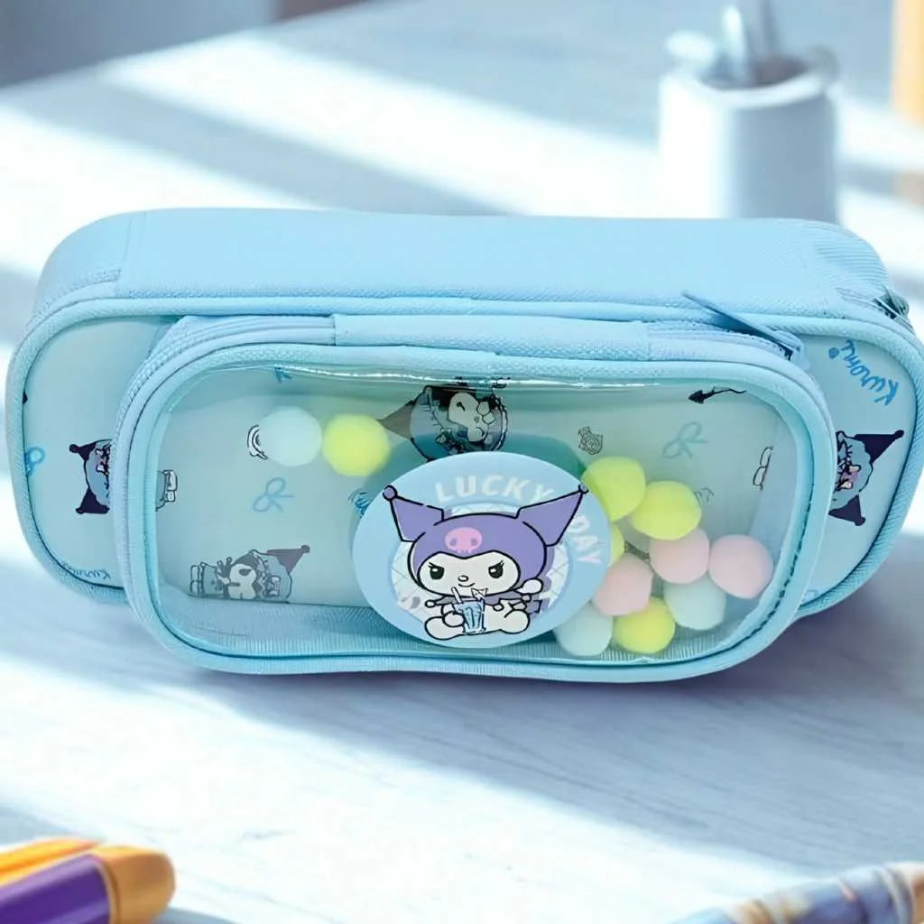 Transparent Kawaii Cat Pencil Pouch for Kids by DODKart