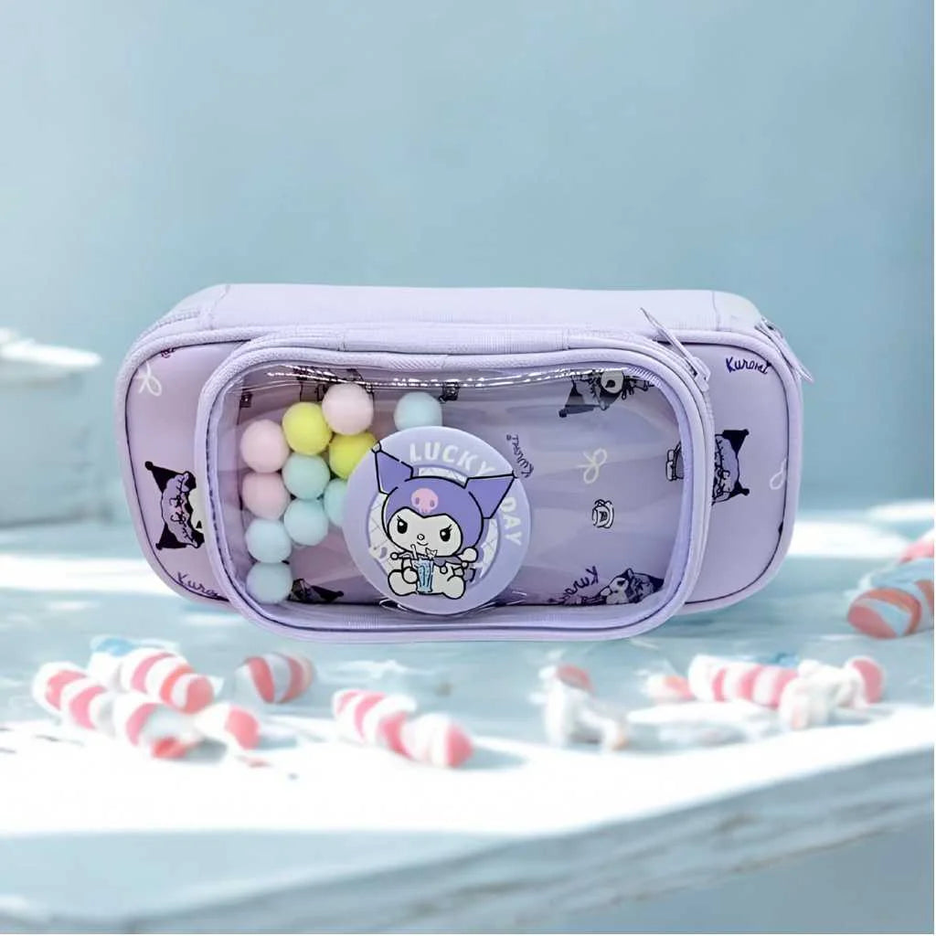 Transparent Kawaii Cat Pencil Pouch for Kids by DODKart