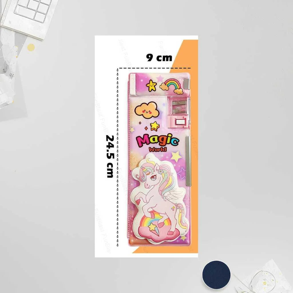 Unicorn Pencil Case for Girls - Double Compartment & Magnetic