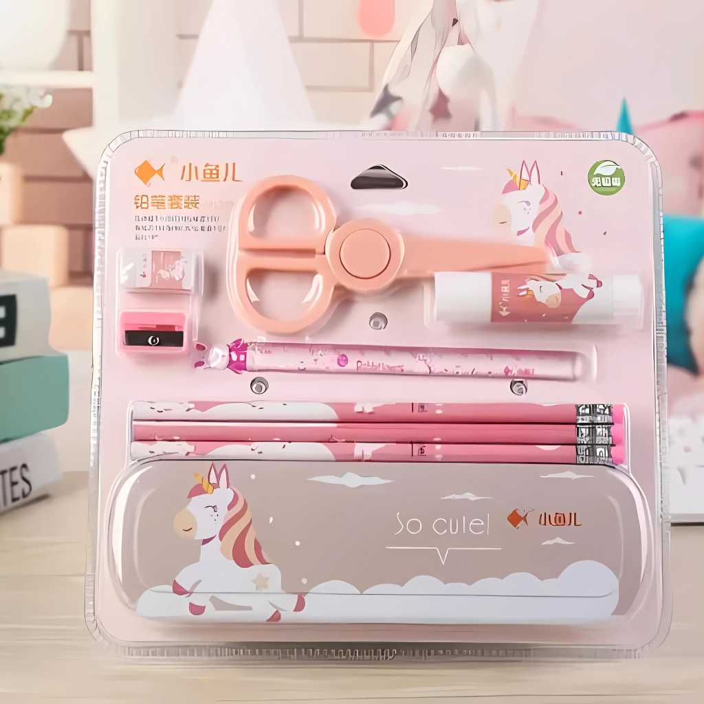unicorn stationary kit for kids with glue and sissors