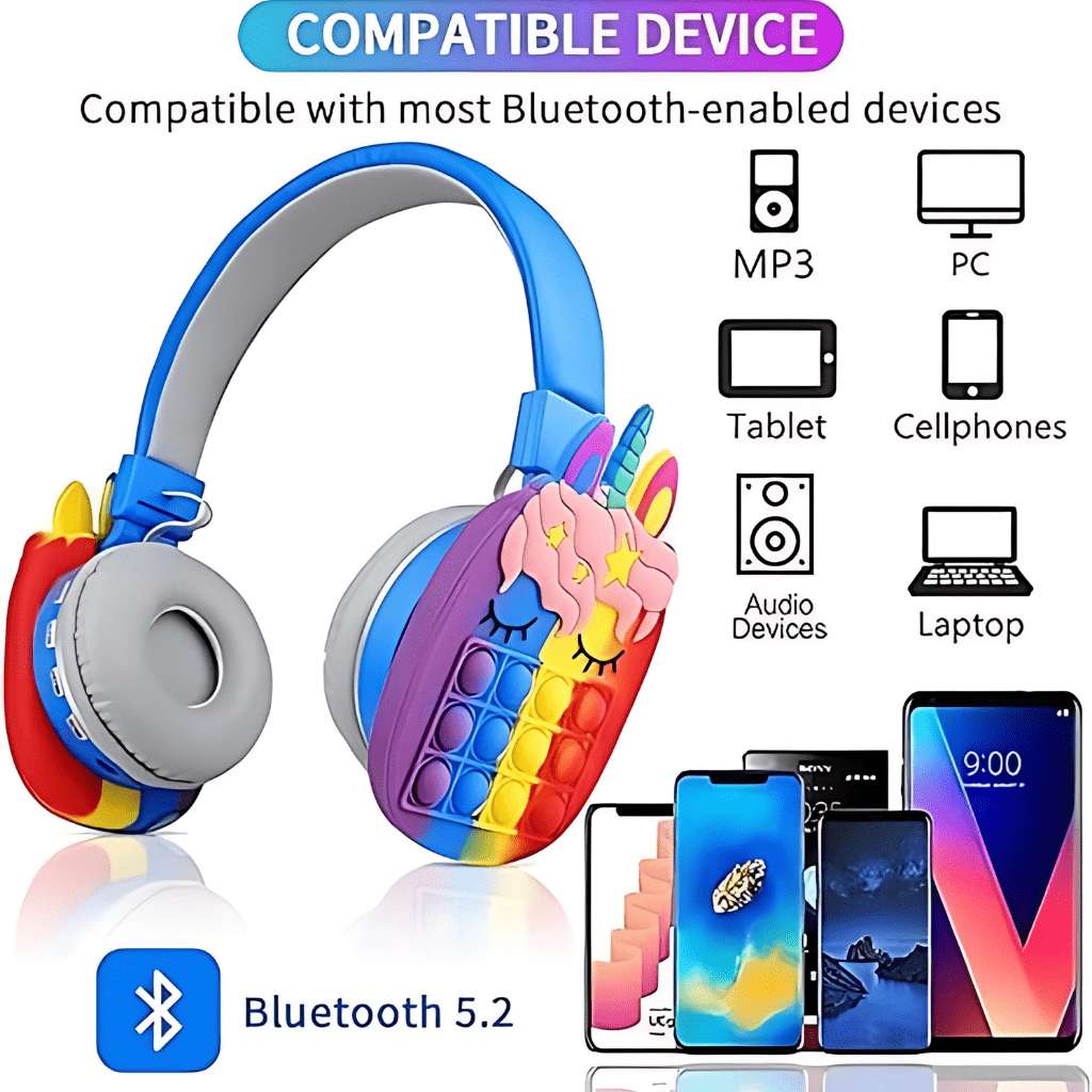 unicorn style popit headphones for kids