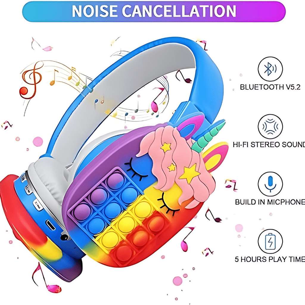 unicorn style popit headphones for kids