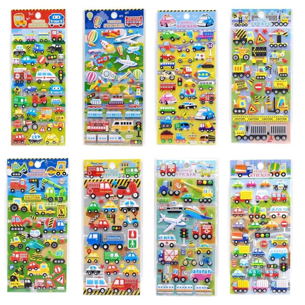 Vehicle Transportation Fluffy Car Sticker Set of 4