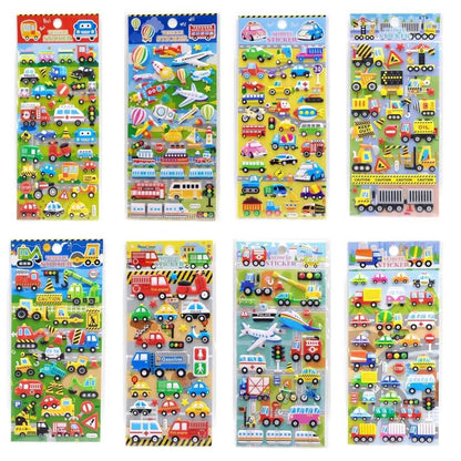 Vehicle Transportation Fluffy Car Sticker Set of 4