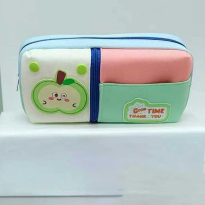 Vibrant Cartoon Apple Colorful Pouch | Cute & Durable Stationery Case for Kids