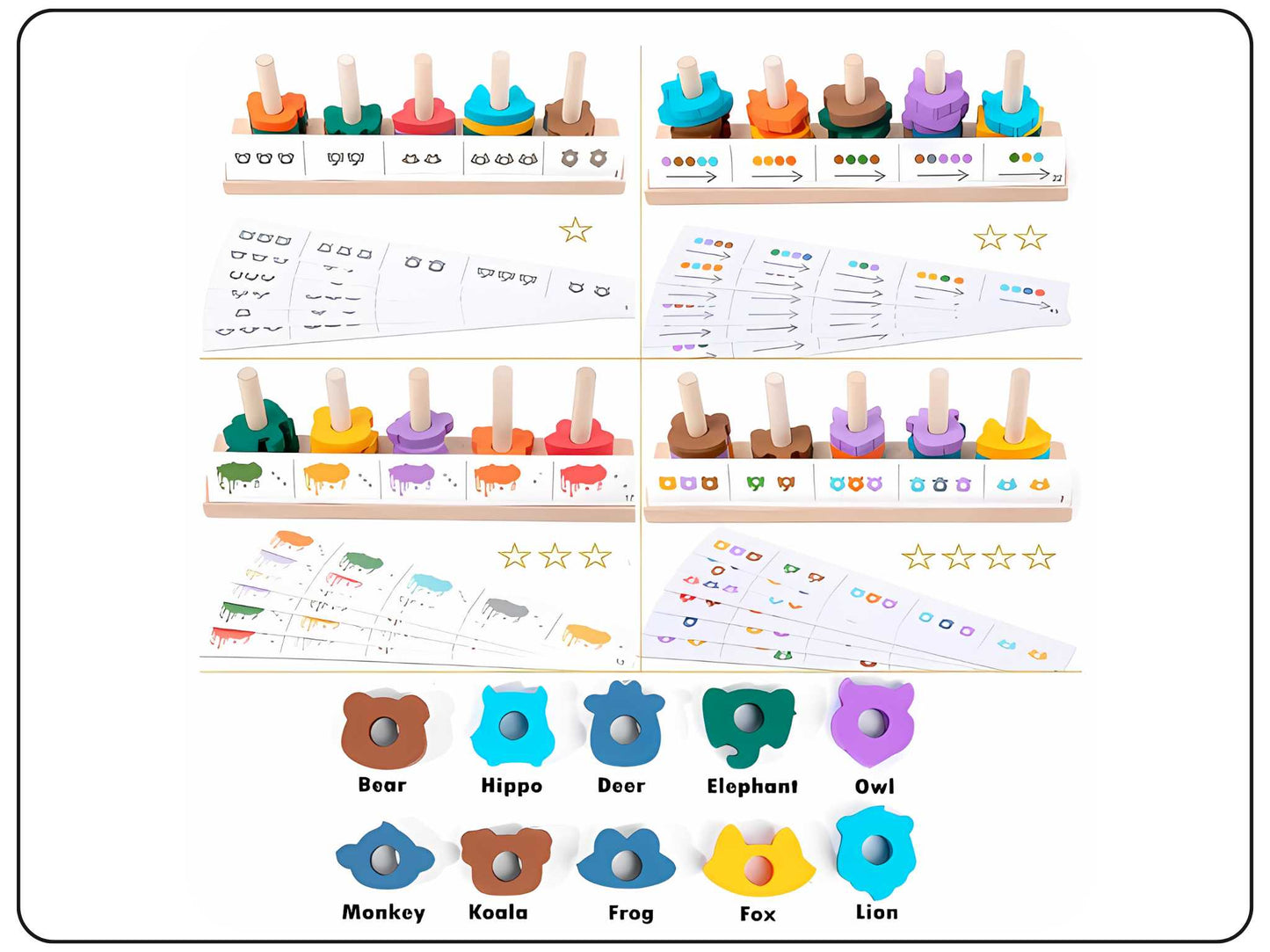 Wooden Animal Pairing Sleeve Educational Toys