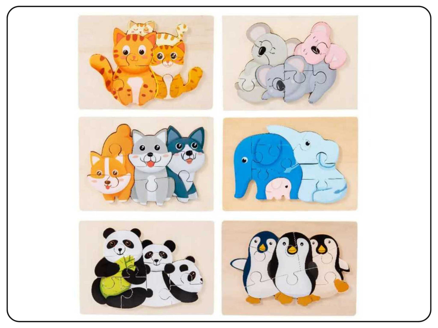 Wooden Animal Pattern Puzzle Game Educational Toy 3 Set