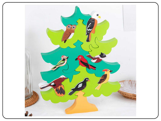 Wooden Bird Tree Puzzle DIY Blocks Educational Toys