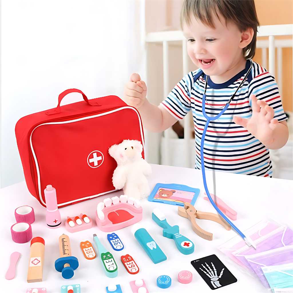 wooden doctor set educational toy for kids