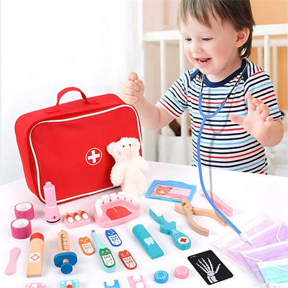 wooden doctor set educational toy for kids
