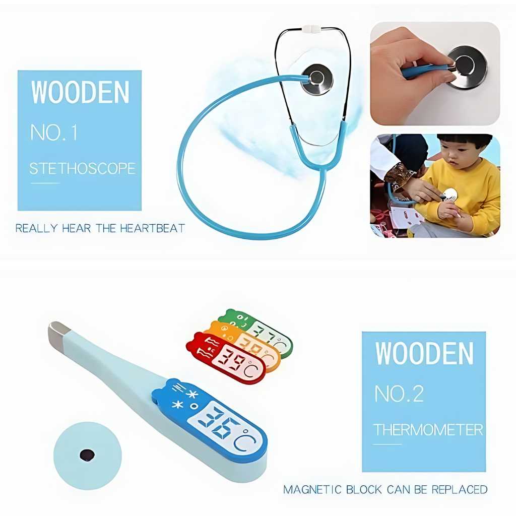 wooden doctor set educational toy for kids