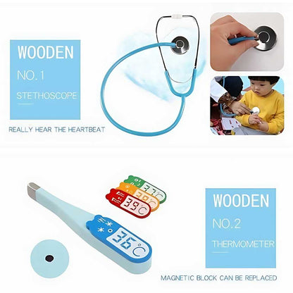 wooden doctor set educational toy for kids