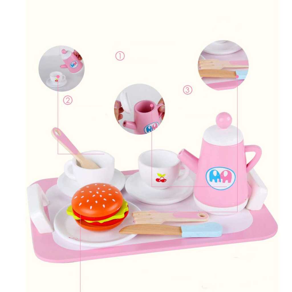 Wooden Tea Party Kitchen Set for Kids